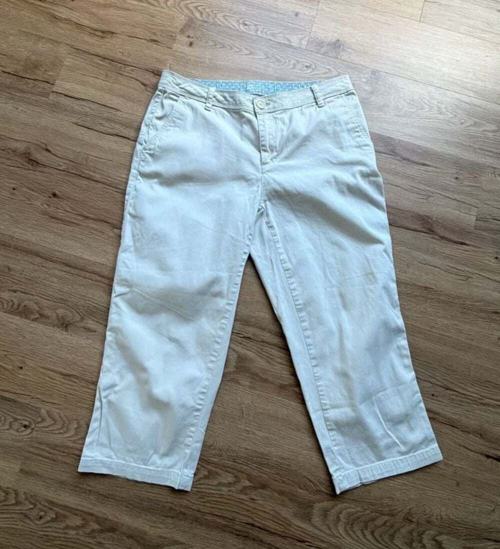 Liz Claiborne Off-White Cotton Stretch Capris Pants Size 8
